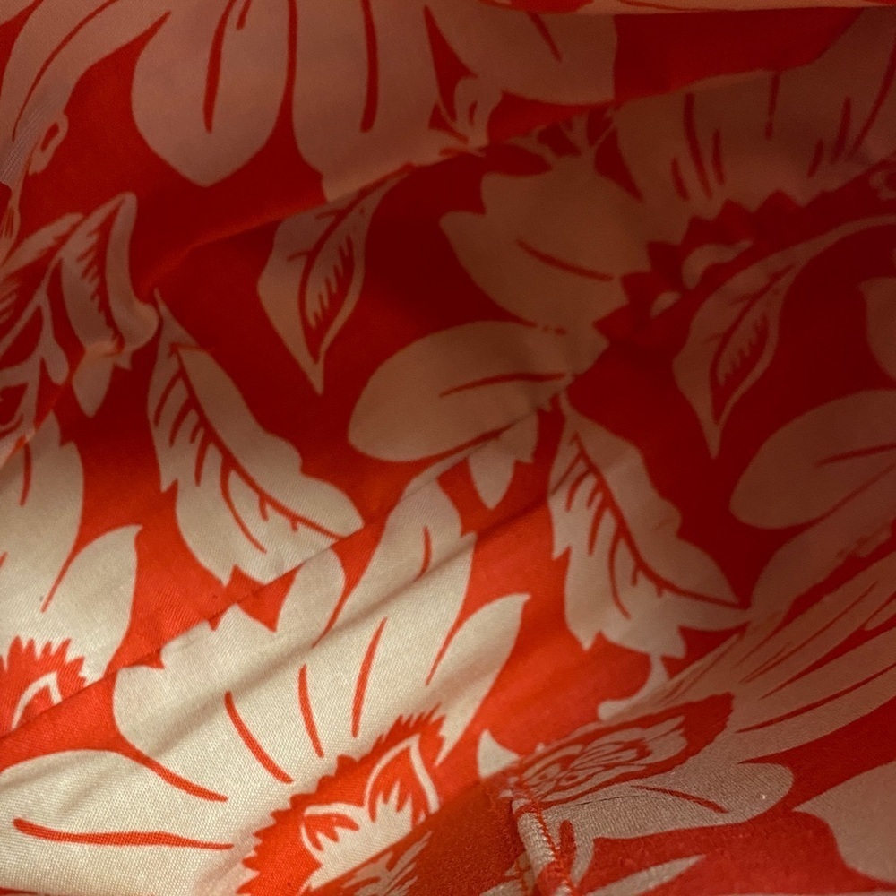 Talbots Shoulder Bag Purse Bamboo Woven Floral Lining Boho Summer Orange 12”x8” - Picture 4 of 8